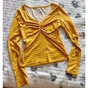 Arizona Yellow Striped Long Sleeve Top